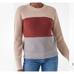 Faherty Cozy Cotton Crew Colorblock Pullover Sweater Women’s Size XL